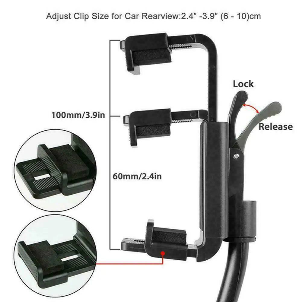Universal 360° Car Rearview Mirror Mount Stand Holder Cradle For Cell Phone GPS WEM Support (www.WEM.support)