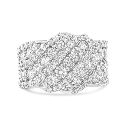10K Yellow Gold 3.00 Cttw Diamond Multi Row Cluster Band Ring (I-J Color, I3 Clarity) WEM Support (www.WEM.support)
