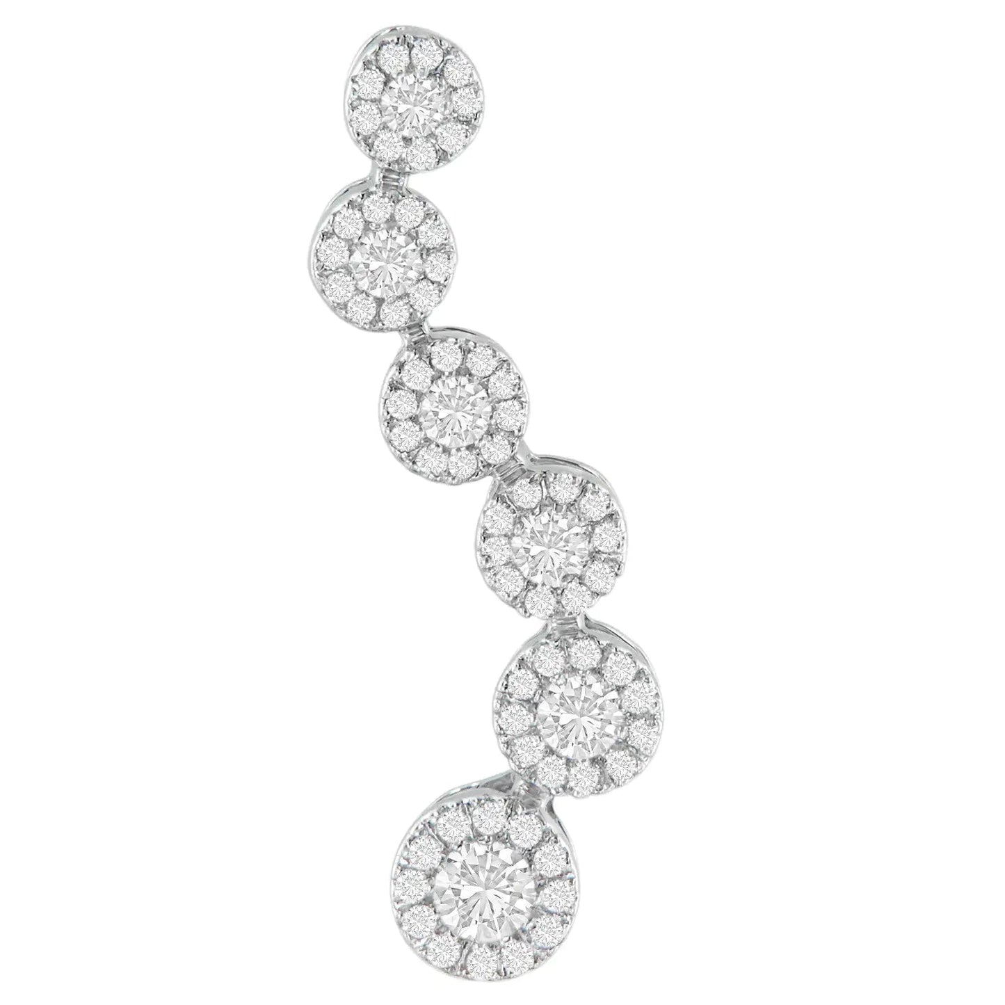 14K White Gold Round Cut Diamond Journey Circle Pendant Necklace (1.00 cttw, H-I Color, I1-I2 Clarity) WEM Support (www.WEM.support)