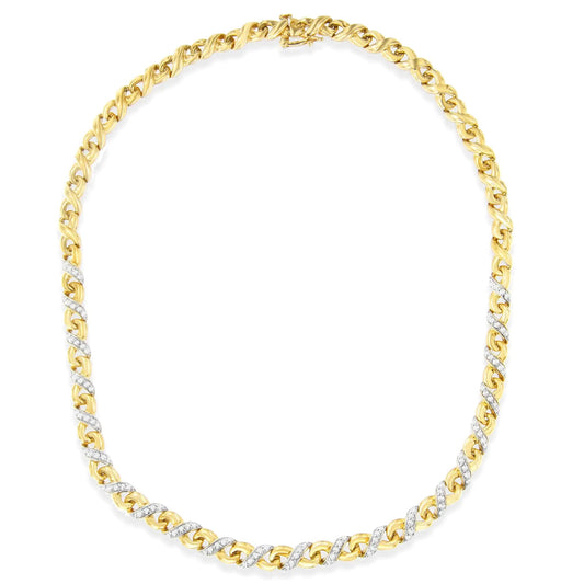 10K Yellow Gold 1 cttw Diamond Riviera Statement Pendant Necklace (J-K, I2-I3) WEM Support (www.WEM.support)