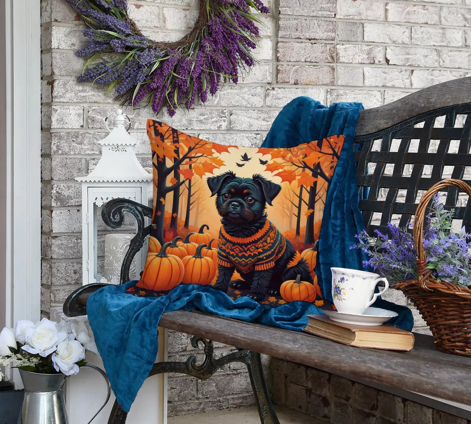 Affenpinscher Fall Throw Pillow WEM Support (www.WEM.support)