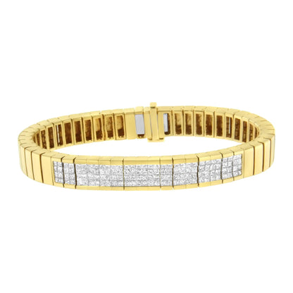 14K Yellow Gold 3 5/8 cttw Invisible Set Princess-Cut Diamond ID Tennis Bracelet (I-J Color, SI1-SI2 Clarity) - Size 7" WEM Support (www.WEM.support)