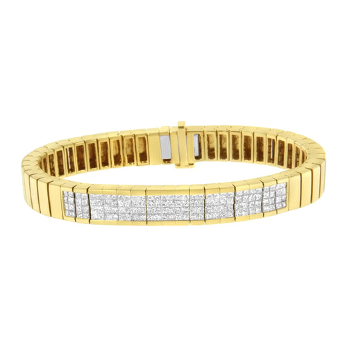 14K Yellow Gold 3 5/8 cttw Invisible Set Princess-Cut Diamond ID Tennis Bracelet (I-J Color, SI1-SI2 Clarity) - Size 7" WEM Support (www.WEM.support)