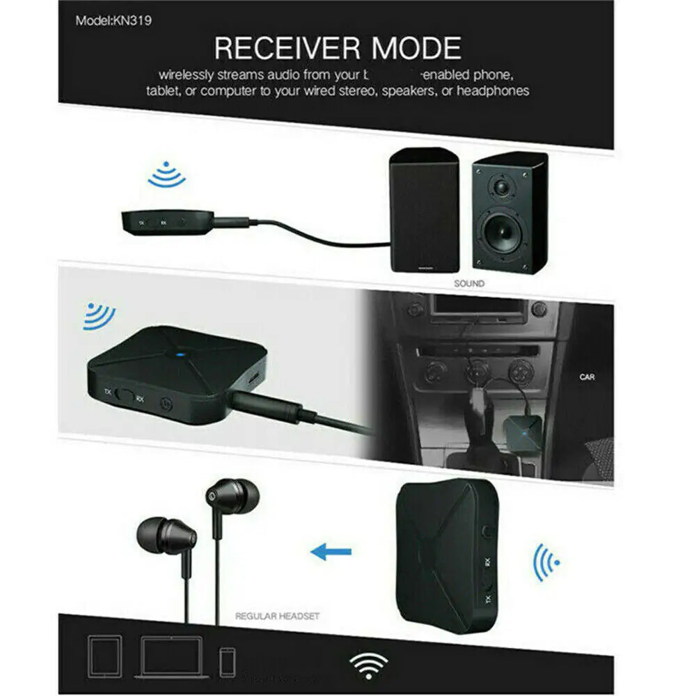 2in1 Bluetooth Transmitter Receiver Wireless Adapter TV Home Stereo A2DP Audio WEM Support (www.WEM.support)