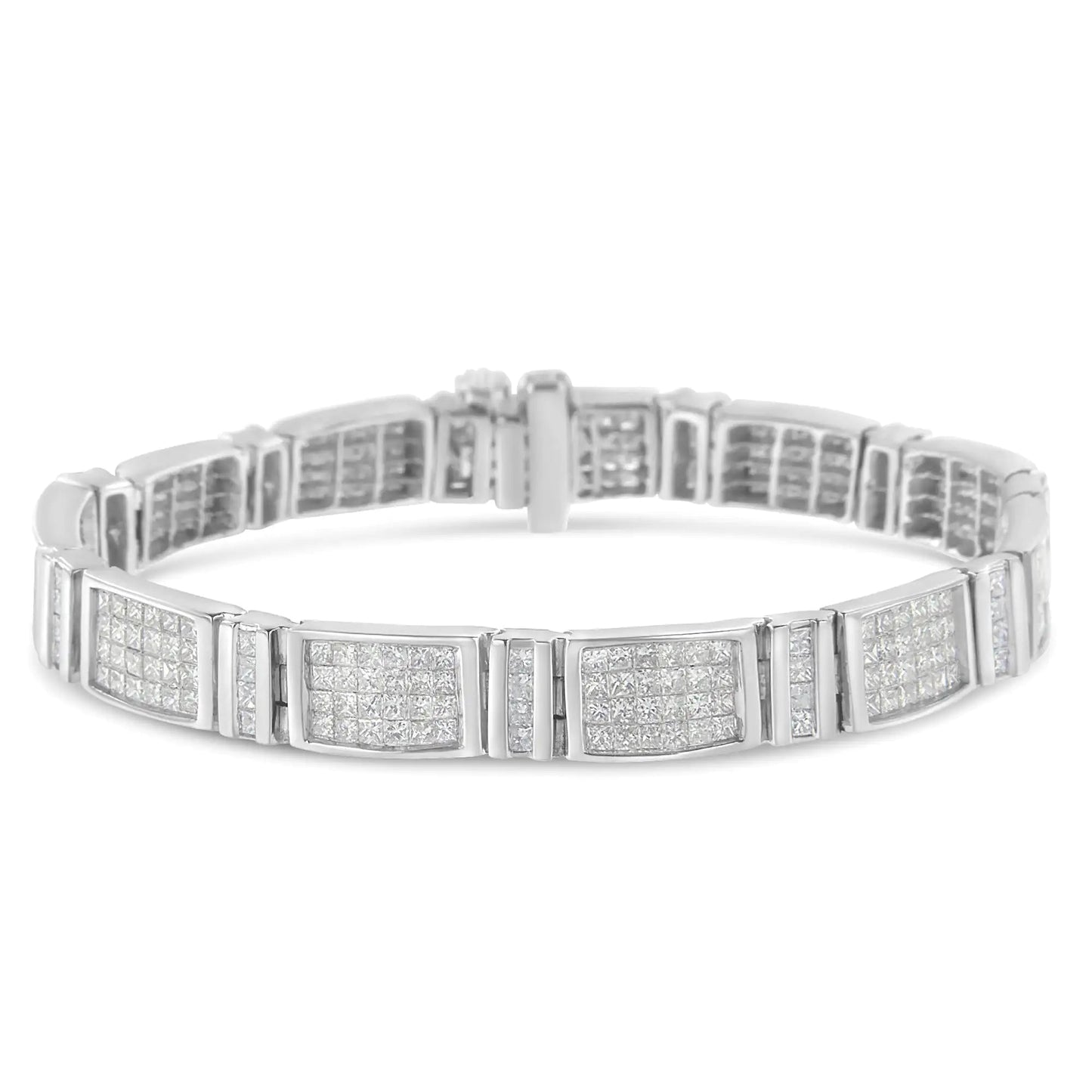 14K White Gold 7.0 Cttw Princess Cut Diamond 7" Alternating Vertical and Horizontal Rectangular Link Tennis Bracelet (H-I Color, SI2-I1 Clarity) WEM Support (www.WEM.support)
