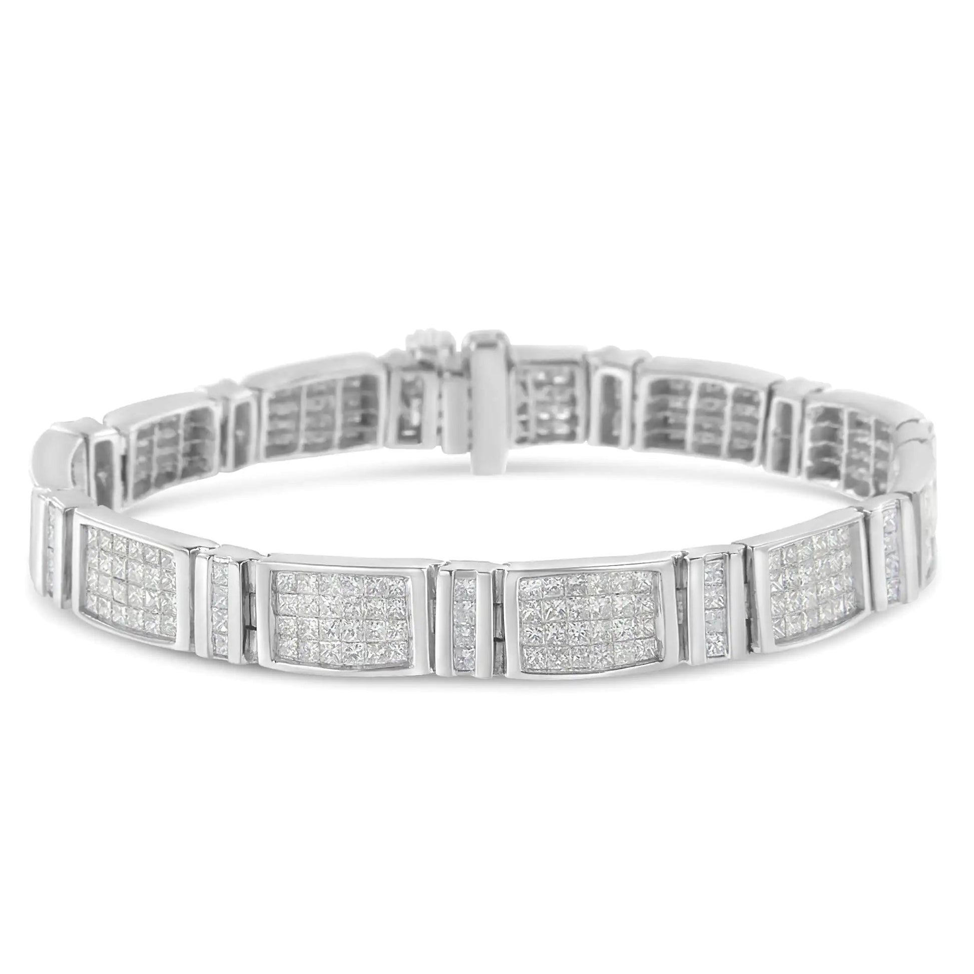 14K White Gold 7.0 Cttw Princess Cut Diamond 7" Alternating Vertical and Horizontal Rectangular Link Tennis Bracelet (H-I Color, SI2-I1 Clarity) WEM Support (www.WEM.support)