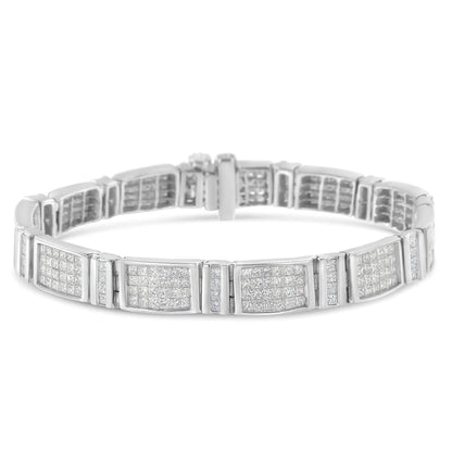 14K White Gold 7.0 Cttw Princess Cut Diamond 7" Alternating Vertical and Horizontal Rectangular Link Tennis Bracelet (H-I Color, SI2-I1 Clarity) WEM Support (www.WEM.support)