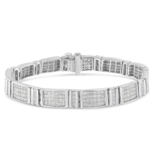14K White Gold 7.0 Cttw Princess Cut Diamond 7" Alternating Vertical and Horizontal Rectangular Link Tennis Bracelet (H-I Color, SI2-I1 Clarity) WEM Support (www.WEM.support)