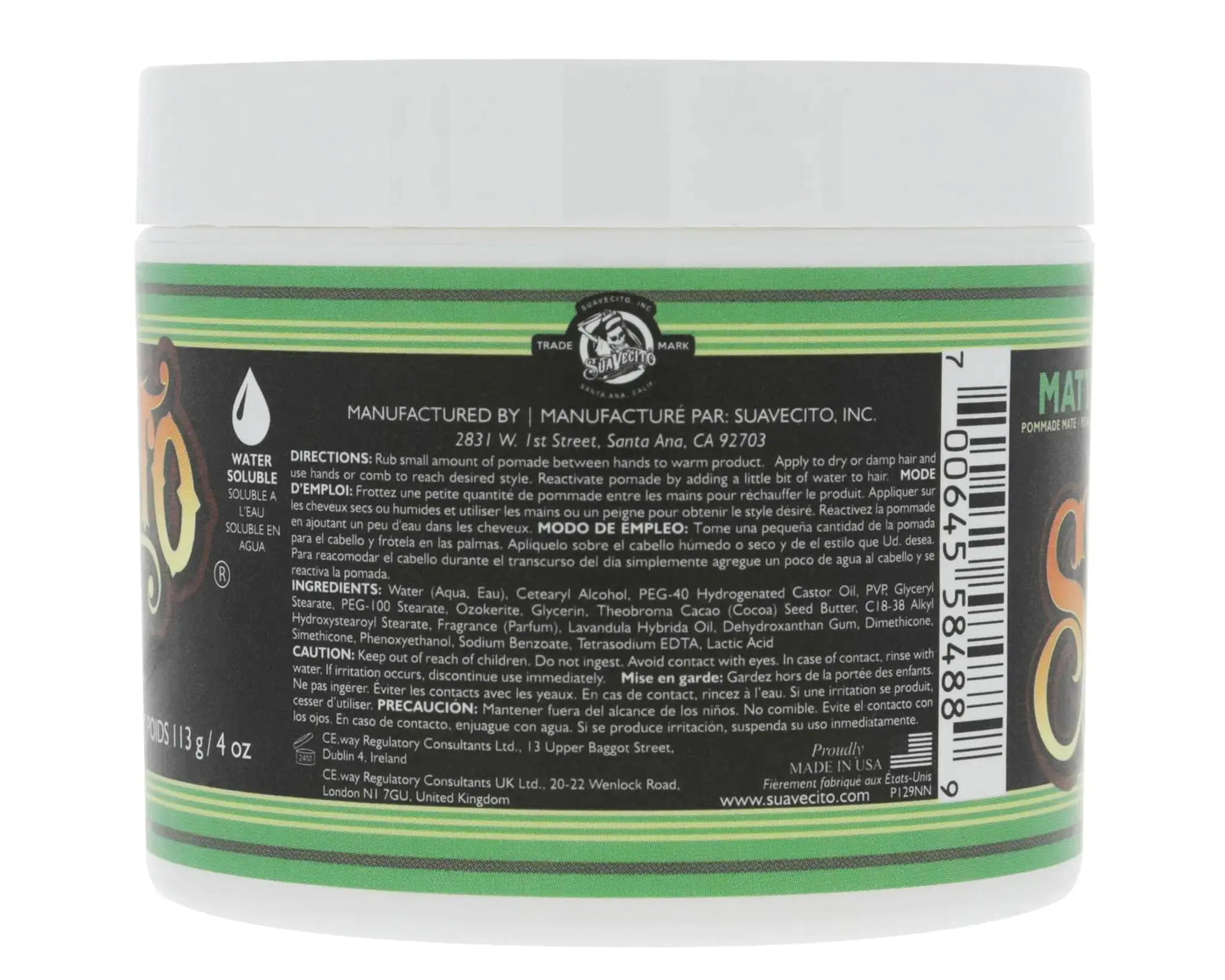 Suavecito Matte Hair Pomade (No Shine) Formula 4 oz, 1 Pack - Medium Hold Hair Pomade For Men - Matte Hair Paste For Natural Texture Hairstyles My Store