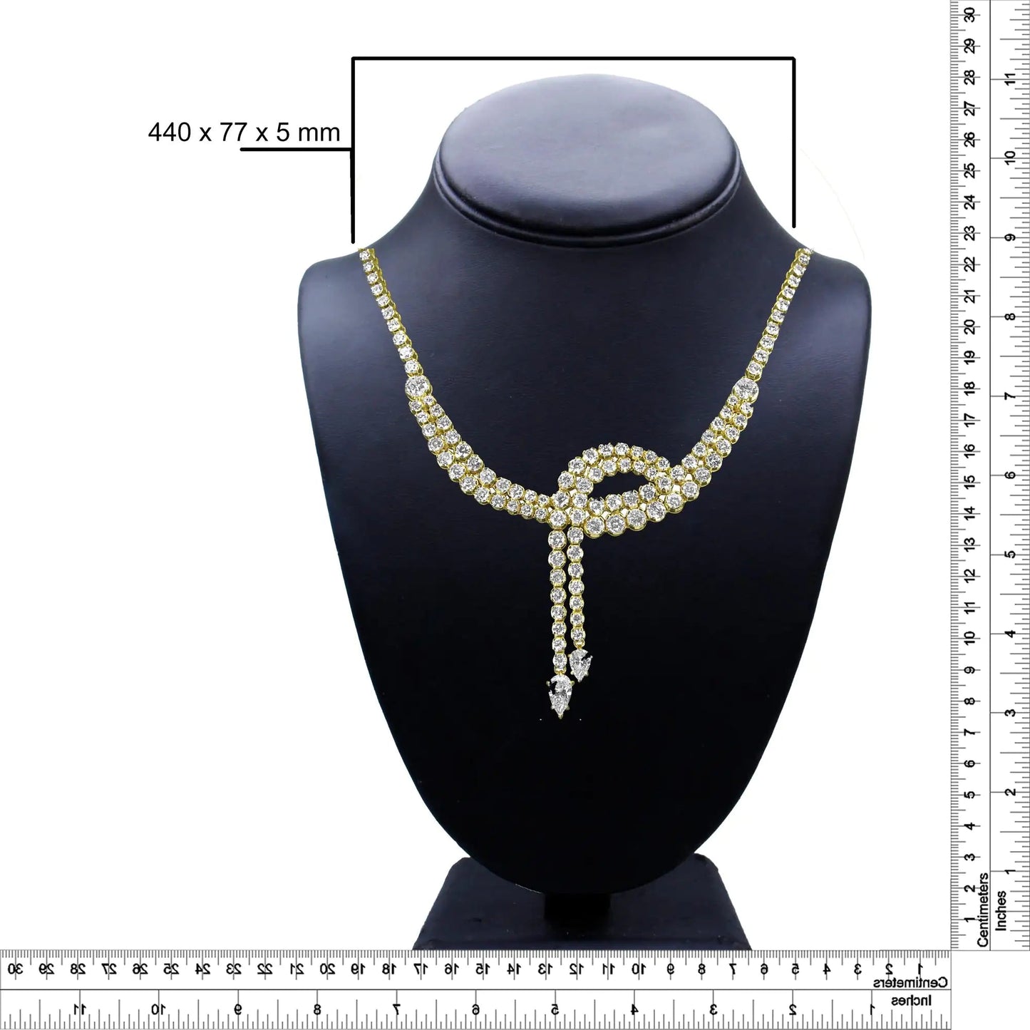 14k Yellow Gold 17.0 Cttw Diamond Double Row Lariat 18" Inch Tennis Necklace with Pear Shape Diamond Drop Tips (I-J Color, VS2-SI1 Clarity) WEM Support (www.WEM.support)