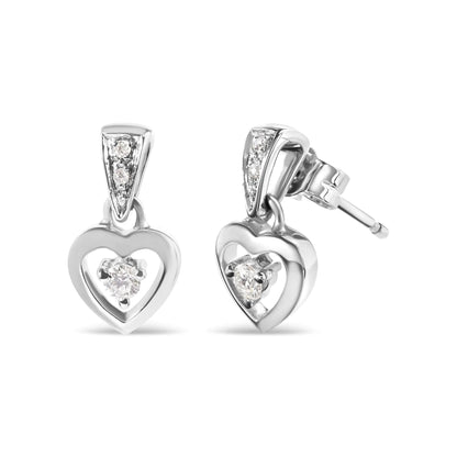14K White Gold 1/6 Cttw Diamond Dangle Heart Stud Earrings (H-I, SI2-I1) WEM Support (www.WEM.support)
