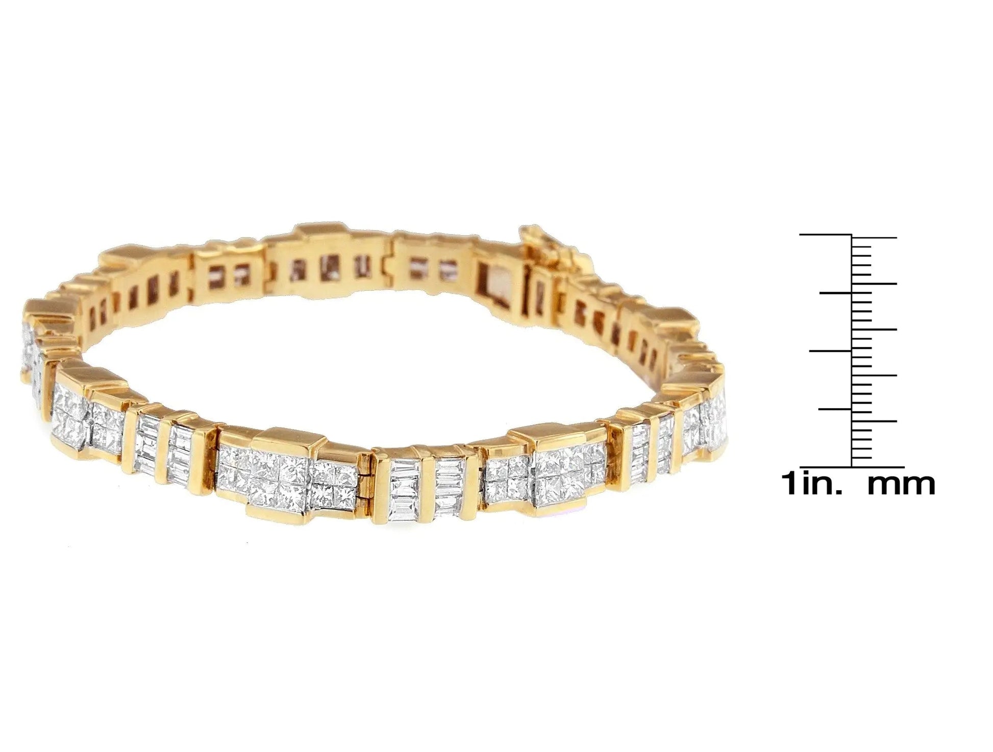 14K Yellow Gold Baguette and Princess-Cut Diamond Bracelet (8.30 cttw, H-I Color, SI1-SI2 Clarity) WEM Support (www.WEM.support)