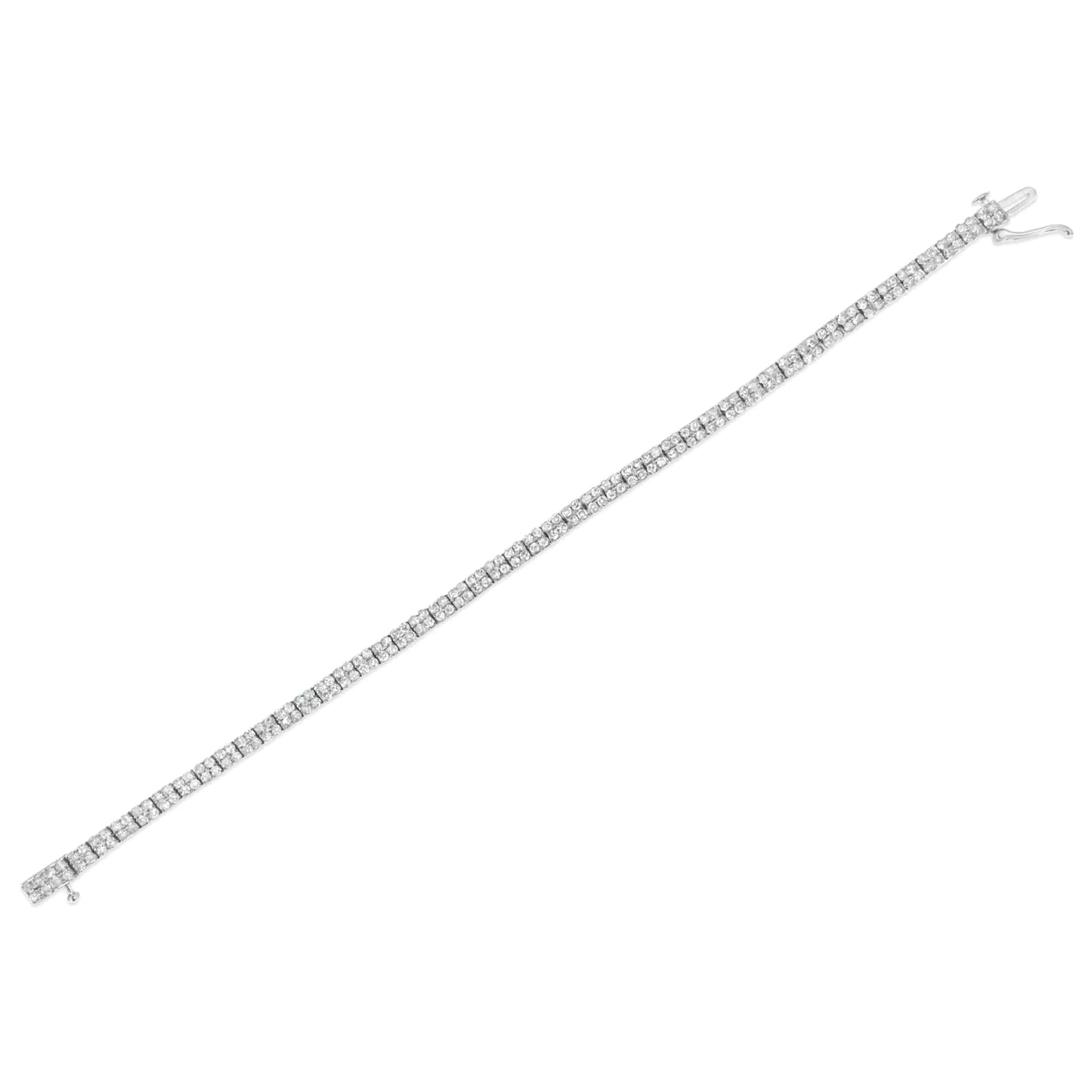 .925 Sterling Silver 3.0 Cttw Prong-Set Round Diamond 2 Row Link Tennis Bracelet (I-J Color, I3 Clarity) - 7.25" WEM Support (www.WEM.support)