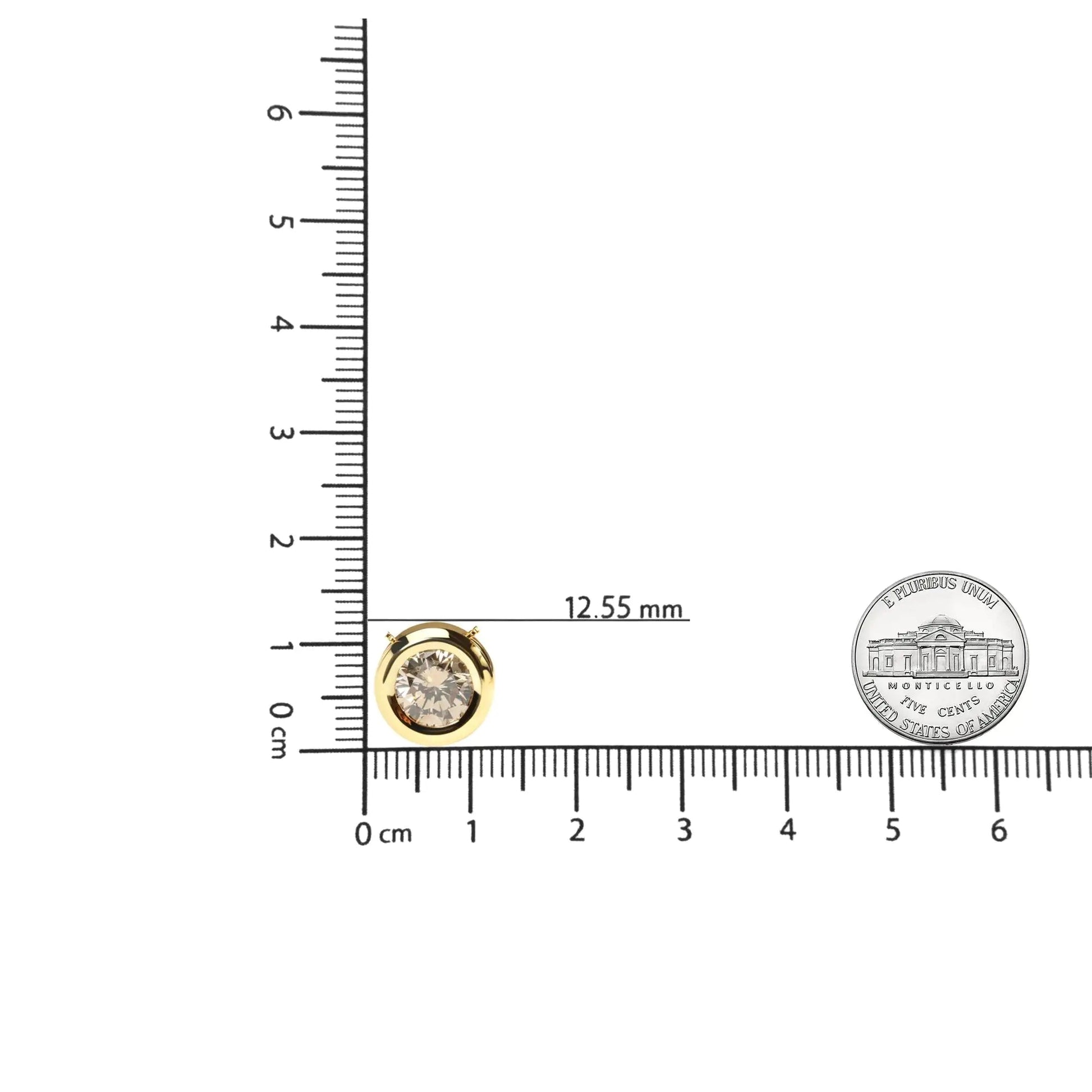 14K Yellow Gold 1 3/8 Cttw Bezel Set Round Champagne Diamond Solitaire 18" Pendant Necklace (Champagne Color, SI2-I1 Clarity) WEM Support (www.WEM.support)