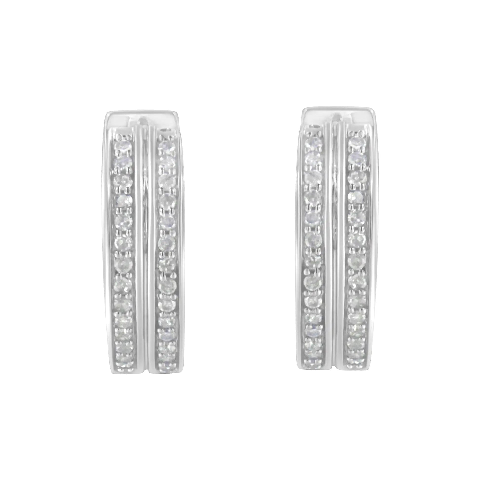 10K White Gold Diamond Hoop Earring (1/2 cttw, I-J Color, I2-I3 Clarity) WEM Support (www.WEM.support)