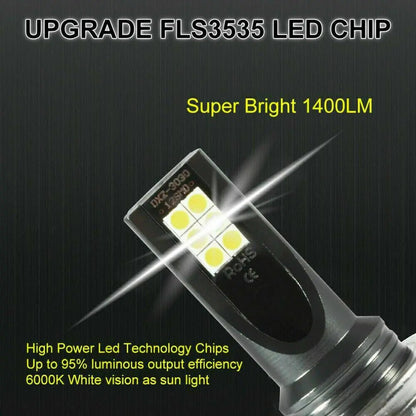 9005 9006 LED Headlights Kit Combo Bulbs 8000K High Low Beam Super White Bright WEM Support (www.WEM.support)