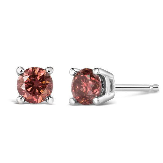 10K White Gold 1/2 Cttw Lab Created Round Brilliant Cut Pink Diamond Classic 4-Prong Solitaire Stud Earrings (Fancy Pink Color, VVS2-VS1 Clarity) WEM Support (www.WEM.support)
