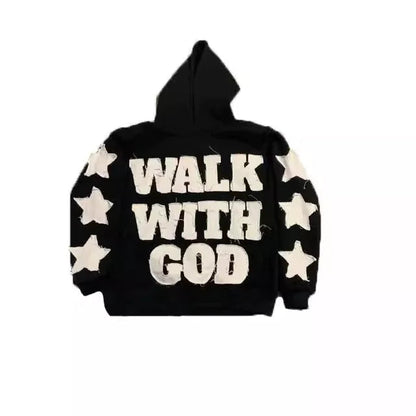 Star Letters Embroidered Hoodie WEM Support (www.WEM.support)