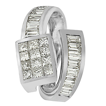 14K White Gold 2 cttw Princess and Baguette Cut Diamond Double Loop Pendant Necklace (G-H, VS1-VS2) WEM Support (www.WEM.support)