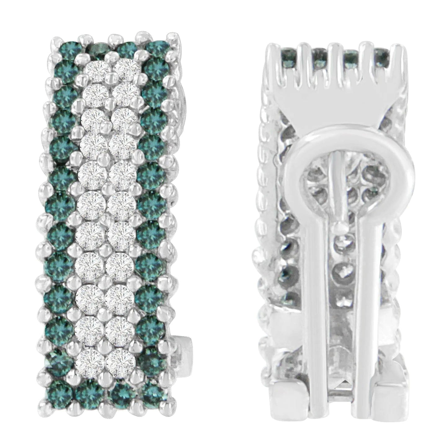 14K White Gold 2 cttw White and Treated Blue Diamond Earrings (H-I, SI1-SI2) WEM Support (www.WEM.support)