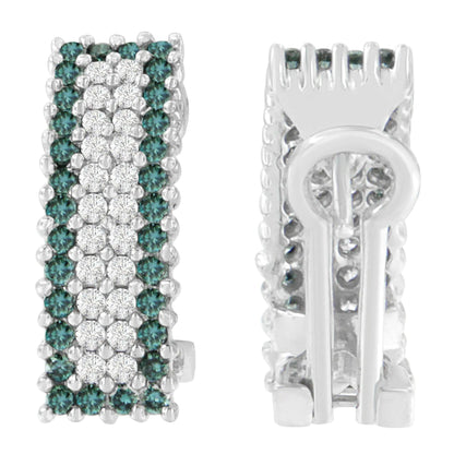 14K White Gold 2 cttw White and Treated Blue Diamond Earrings (H-I, SI1-SI2) WEM Support (www.WEM.support)