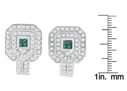 14K White Gold 1ct. TDW Round and Princess-cut Treated Blue Diamond Earrings (H-I,SI1-SI2) WEM Support (www.WEM.support)