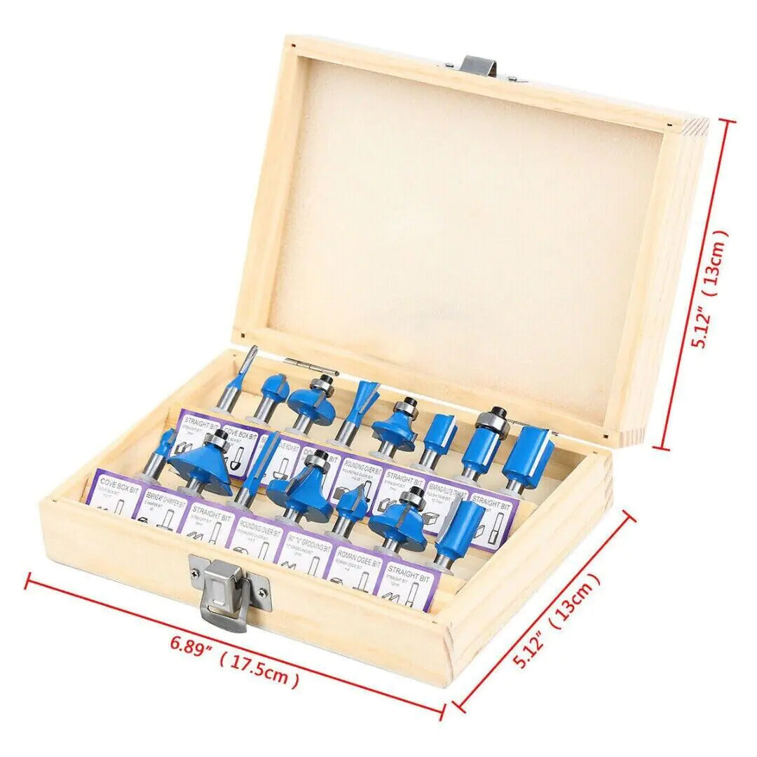 15Pcs Carbon Milling Cutter Router Bit Set Tungsten Carbide Router 1/4" Shank US WEM Support (www.WEM.support)