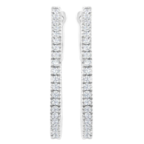 10KT White Gold 1/2 cttw Diamond Hoop Earrings (I-J, I2-I3) WEM Support (www.WEM.support)