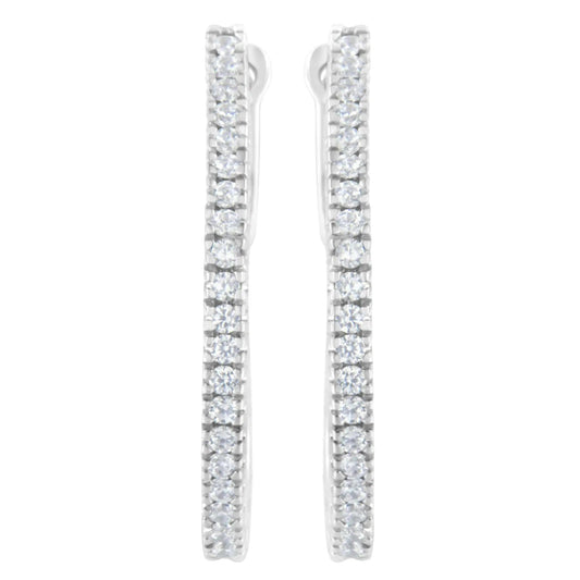 10KT White Gold 1/2 cttw Diamond Hoop Earrings (I-J, I2-I3) WEM Support (www.WEM.support)