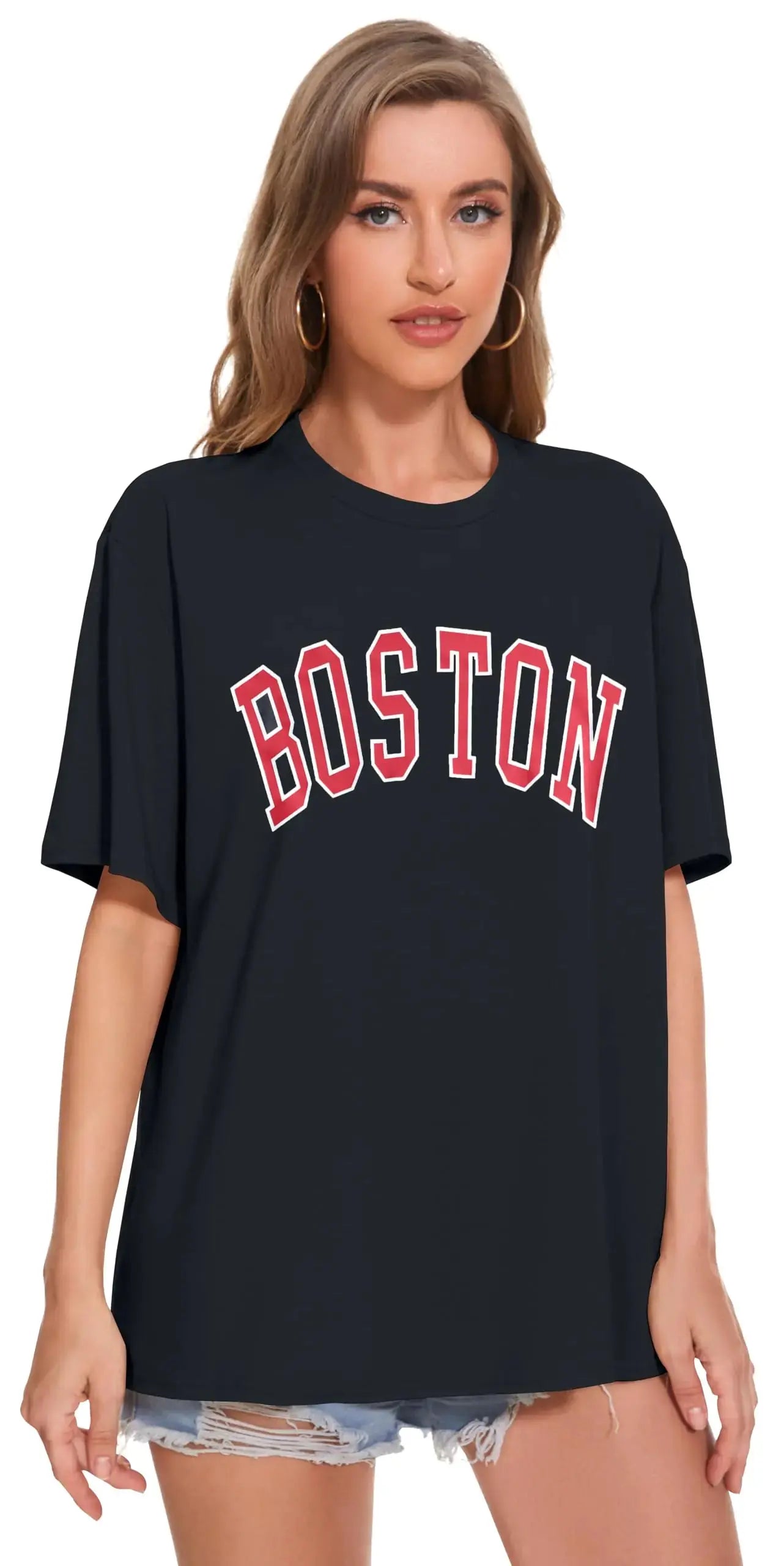 Womens Oversized Tshirt Graphic Tees Crew Neck Summer Short Sleeve Loose Fit Tops Medium Black Red Letters My Store