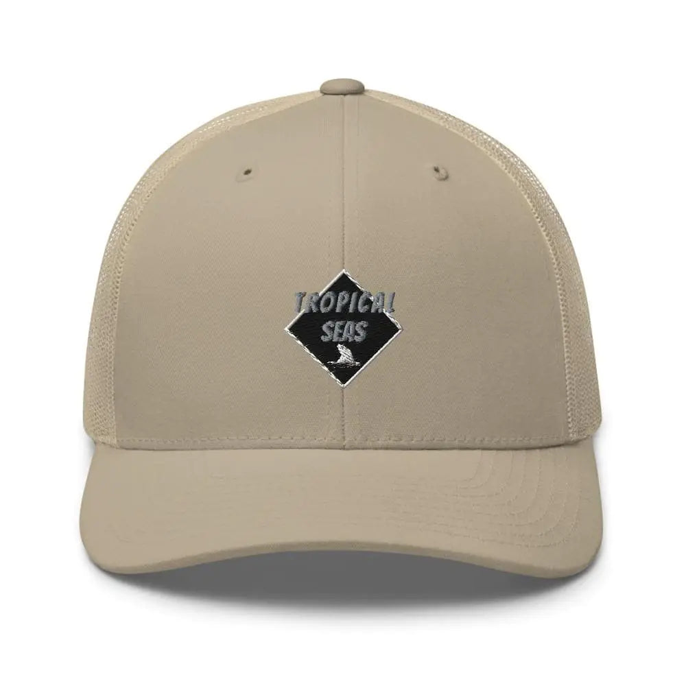 Tropical Seas Shark Fin Trucker Hat WEM Support (www.WEM.support)