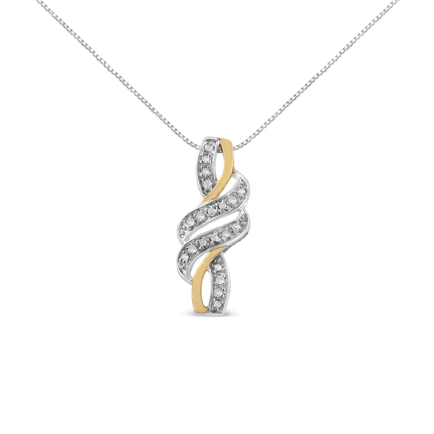 14K Yellow Gold Plated .925 Sterling Silver Round-Cut Diamond Accent Cross Bypass 18" Pendant Necklace (H-I Color, I2-I3 Clarity) WEM Support (www.WEM.support)