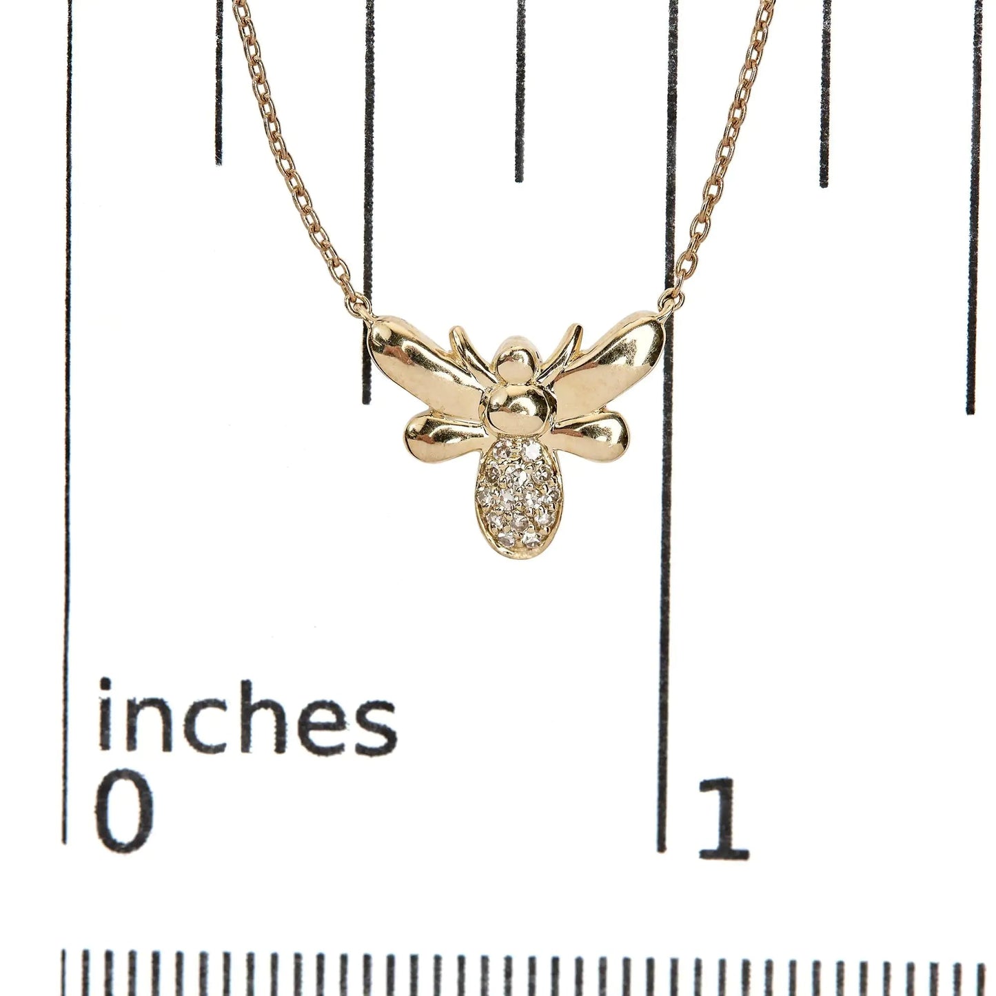 10K Yellow Gold Diamond Accented Bumble Bee Pendant 18" Inch Necklace (H-I Color, I1-I2 Clarity) WEM Support (www.WEM.support)