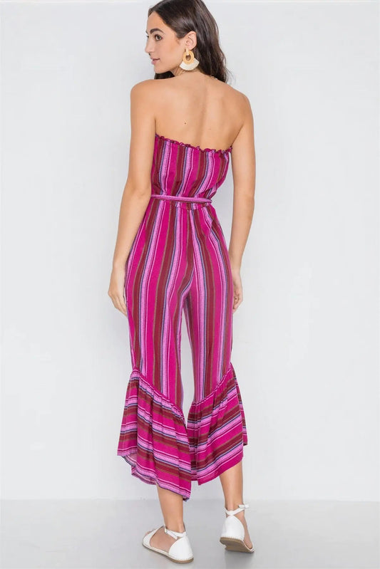 Stripe Jumpsuit -Berry HejK.com