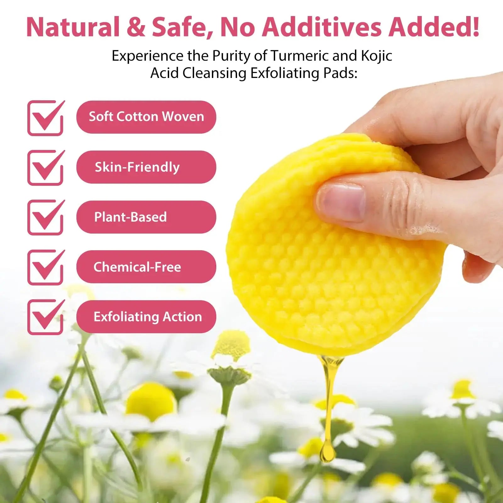 Turmeric Face Scrub Pads, 80pcs Turmeric Kojic Acid Cleansing Pads with Vitamin B5, Vitamin C Turmeric, Face Pads, Sugar Turmeric Cleansing Pads for Face 40 Count (Pack of 2) My Store