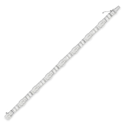 14K White Gold Princess and Baguette Cut Diamond Mixed Link Bracelet (8 3/4 cttw, G-H Color, VS2-SI1 Clarity) WEM Support (www.WEM.support)