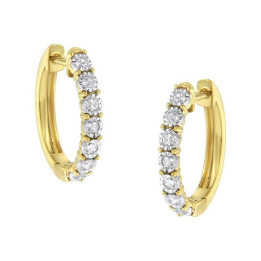 10KT Two-Toned Gold Diamond Hoop Earring (1/4 cttw, J-K Color, I2-I3 Clarity) WEM Support (www.WEM.support)