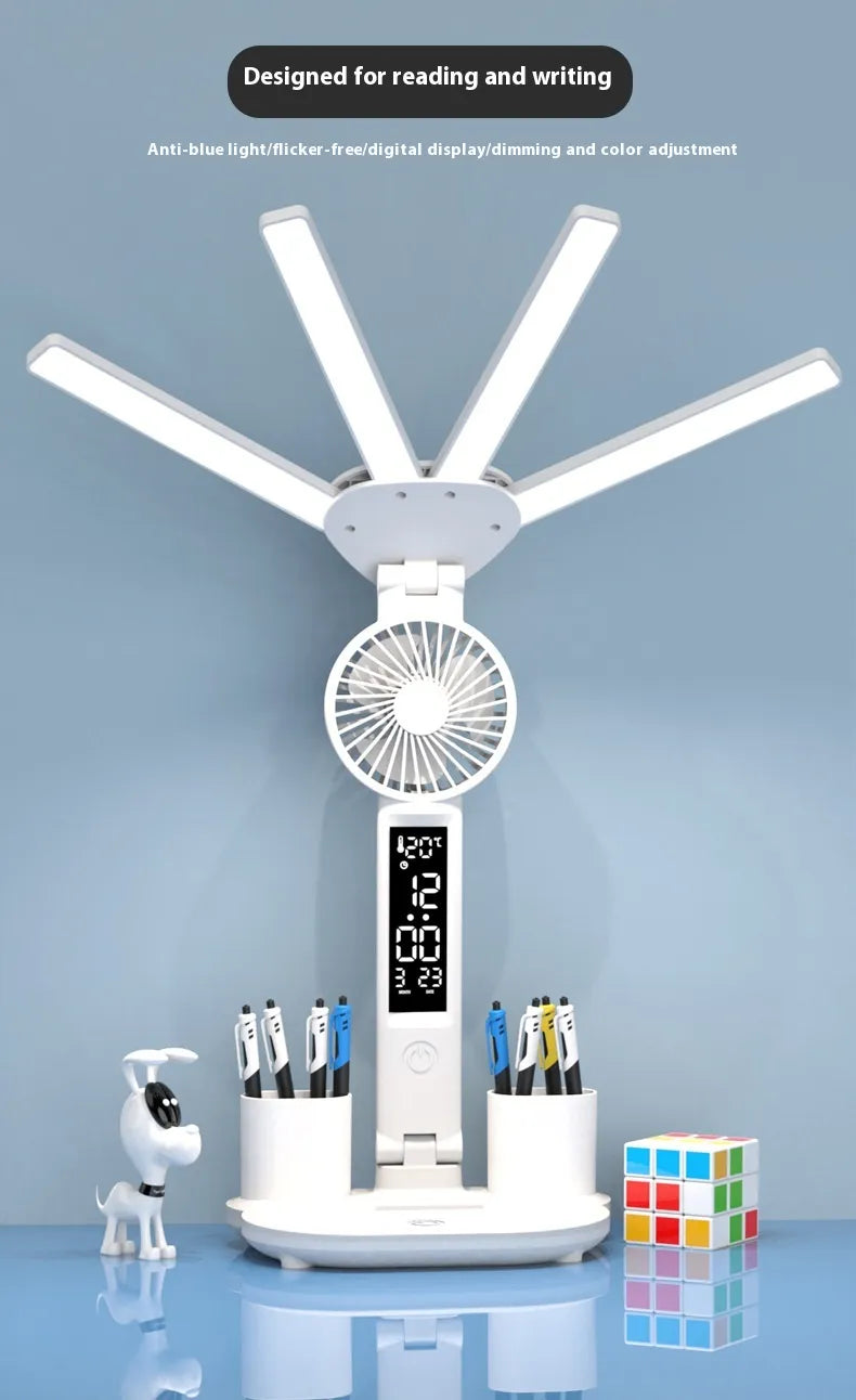 3-in-1 LED Desk Lamp with Fan & Clock HejK.com