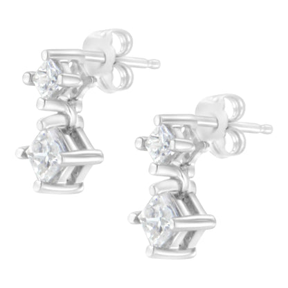 14K White Gold 3/4 cttw Double Diamond Princess-Cut Stud Earrings (I-J Clarity, I2-I3 Color) WEM Support (www.WEM.support)