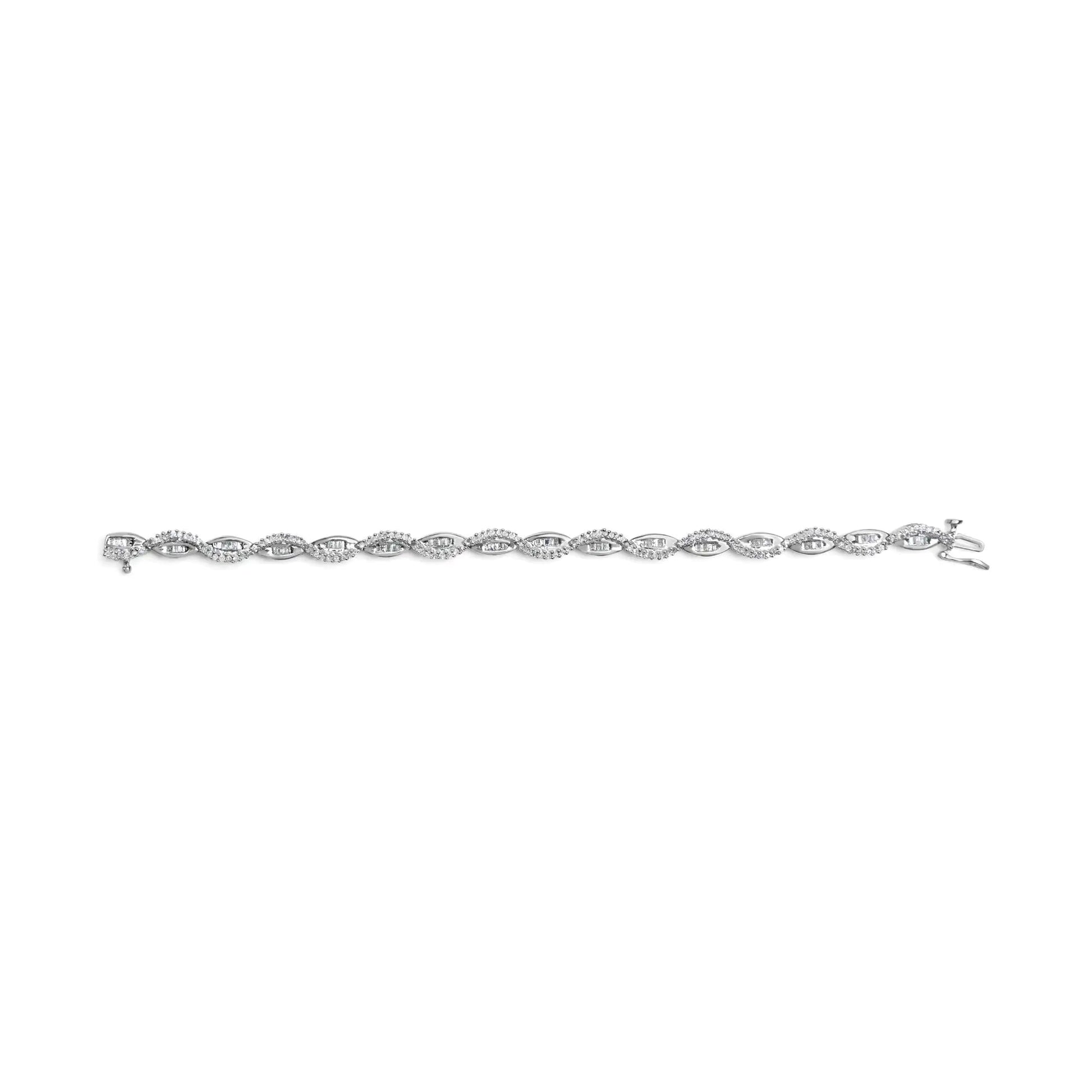 14K White Gold 2.00 Cttw Diamond Swirl and Pear Shape Link Bracelet (I-J Color, I2-I3 Clarity) - 7" WEM Support (www.WEM.support)