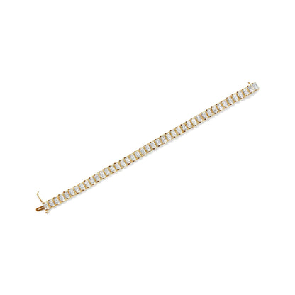 14K Gold 5.00 Cttw Square Princess Cut White Diamond Rectangular Invisible Set Link Tennis Bracelet (H-I Color, SI2-I1 Clarity) - 7.25” Inches WEM Support (www.WEM.support)