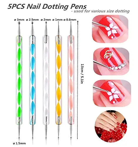 5PCS Dotting Pens with 3 PCS Nail Painting Brushes, Nail Art Design Tools My Store