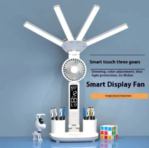 3-in-1 LED Desk Lamp with Fan & Clock HejK.com