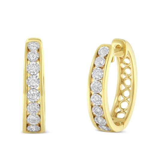 10KT Yellow and White Gold Diamond Hoop Earring (1/2 cttw, J-K Color, I2-I3 Clarity) WEM Support (www.WEM.support)