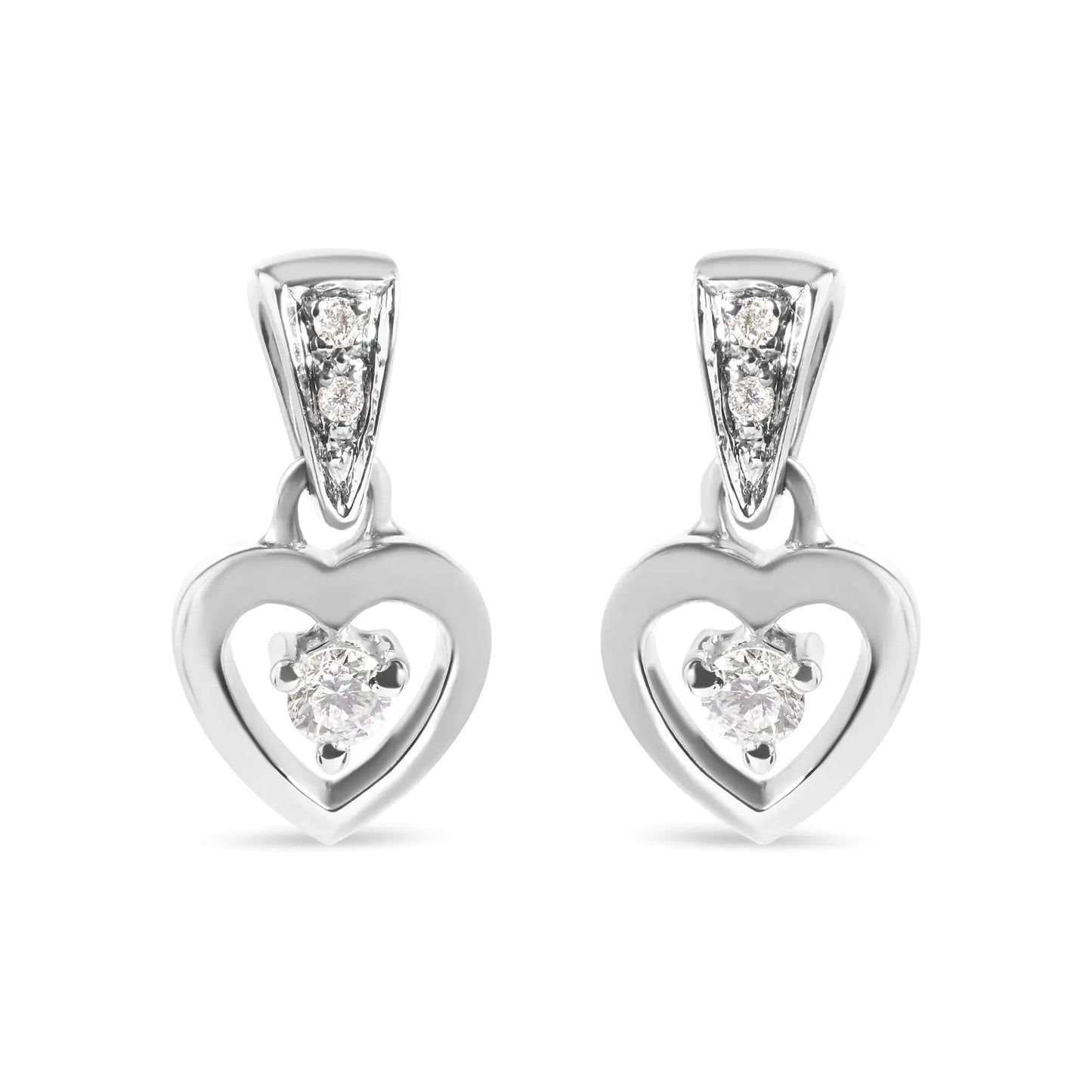 14K White Gold 1/6 Cttw Diamond Dangle Heart Stud Earrings (H-I, SI2-I1) WEM Support (www.WEM.support)