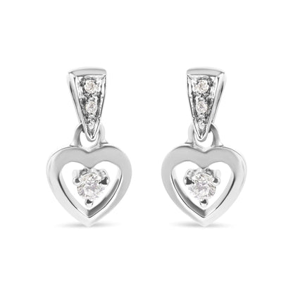 14K White Gold 1/6 Cttw Diamond Dangle Heart Stud Earrings (H-I, SI2-I1) WEM Support (www.WEM.support)