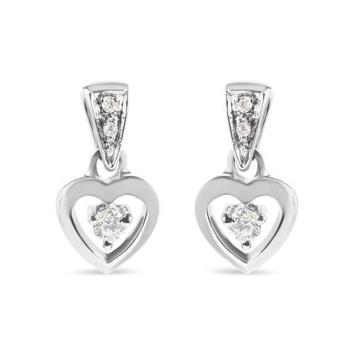 14K White Gold 1/6 Cttw Diamond Dangle Heart Stud Earrings (H-I, SI2-I1) WEM Support (www.WEM.support)
