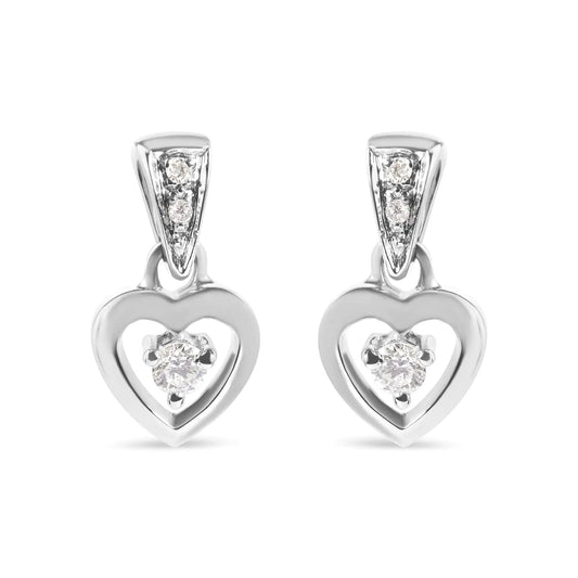 14K White Gold 1/6 Cttw Diamond Dangle Heart Stud Earrings (H-I, SI2-I1) WEM Support (www.WEM.support)