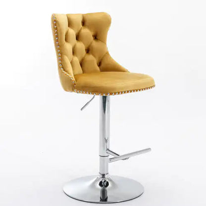 Swivel Velvet Barstools Adjusatble Seat Height From 25-33 Inch Gold,Set Of 2 WEM Support (www.WEM.support)