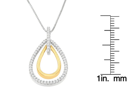 14K Two-Tone Gold Round Cut Diamond Double Burst Pendant Necklace (1/4 cttw, H-I Color, SI2-I1 Clarity) WEM Support (www.WEM.support)